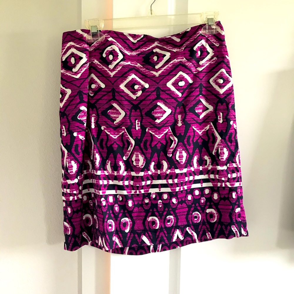 Ann Taylor Purple Patterned Pencil Skirt